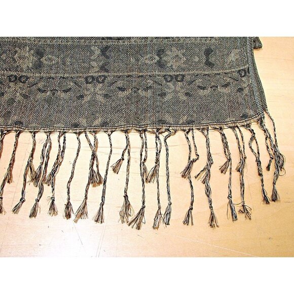 Large Jerusalem 100% Cashmere Scarf Shawl 68x27" Black Gold Fringe Ends Elegant - Picture 10 of 12